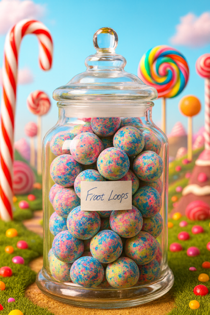 Mini froot Loops bath Bomb